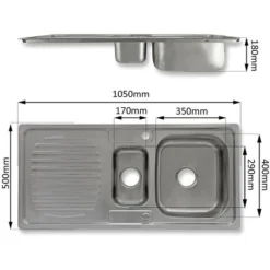 KuKoo - Lavandino Da Cucina In Acciaio Inossidabile 105cm X 50cm Con Rubinetto Victoria -Wenko Negozio 87220058 4