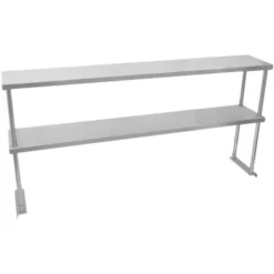 Kukoo - Ripiano Con Mensole Per Tavolo In Acciaio Inox Da Cucina Ristorante, Acciaio Inossidabile Resistente Alla Corrosione Per Albergo Bar Hotel Catering Pub Largo - Doppia - 150cm