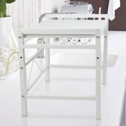 Estensibile Mensola Microonde Scaffale Da Cucina Cremagliera Del Forno Ripiano Salvaspazio Cucina Rack Portapiatti Da Cucina Scaffale Per Forno Supporto Per Spezie Con Ganci Bianco -Wenko Negozio 87835440 5