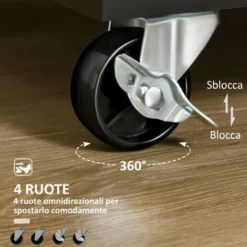 HOMCOM Carrello Da Cucina Multiuso In Legno Con 2 Cassetti, Armadietto E 4 Ruote, 104x46x91cm, Nero -Wenko Negozio 87900989 5