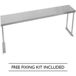 Kukoo - Ripiano Con Mensole Per Tavolo In Acciaio Inox Da Cucina Ristorante, Acciaio Inossidabile Resistente Alla Corrosione Per Albergo Bar Hotel Catering Pub Largo - Singola - 150cm