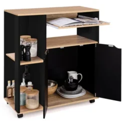 Carrello Da Cucina Vassoi In Legno Nero E Faggio L.76 Cm COSI -Wenko Negozio 88042072 4