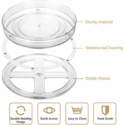 2 Piatti Girevoli, Organizer Per Portaspezie Da 23 Cm, Accessorio Per La Conservazione Della Cucina Per Armadi E Piano Di Lavoro, Vassoio Rotondo Girevole Per Tavolo Del Frigorifero Della Cucina -Wenko Negozio 88577746 5