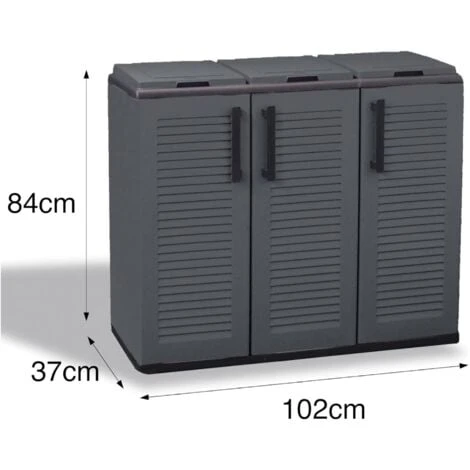 Dmora Armadio Portarifiuti Da Esterno O Interno, Mobile Porta 3 Sacchi A 3 Ante Per Raccolta Differenziata, 100% Made In Italy, Cm 102x37h84, Colore Grigio 3 Dmora Armadio Portarifiuti Da Esterno O Interno, Mobile Porta 3 Sacchi A 3 Ante Per Raccolta Differenziata, 100% Made In Italy, Cm 102x37h84, Colore Grigio - immagine 3