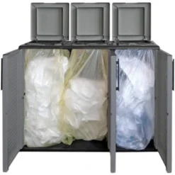 Dmora Armadio Portarifiuti Da Esterno O Interno, Mobile Porta 3 Sacchi A 3 Ante Per Raccolta Differenziata, 100% Made In Italy, Cm 102x37h84, Colore Grigio 7 Dmora Armadio Portarifiuti Da Esterno O Interno, Mobile Porta 3 Sacchi A 3 Ante Per Raccolta Differenziata, 100% Made In Italy, Cm 102x37h84, Colore Grigio -Wenko Negozio 88713154 4
