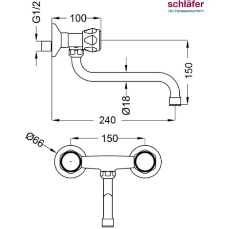 Schläfer 3431110 - Rubinetto Cucina Gruppo Lavello A Muro Manopola Tonda Con Canna A "S" 4 Schläfer 3431110 - Rubinetto Cucina Gruppo Lavello A Muro Manopola Tonda Con Canna A "S" - immagine 4
