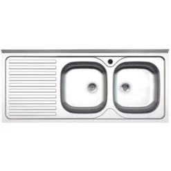 Lavello Cucina Acciaio 120x50 Cm Doppia Vasca E Gocciolatoio Sinistro SA127SX