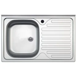 Lavello Appoggio Acciaio Inox 80x50 Cm Una Vasca E Gocciolatoio Destro SA216