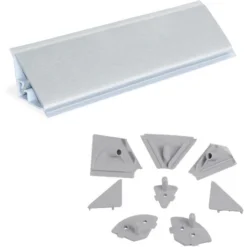 Emuca Alzatina Triangolare Per Cucina Plasline Con Accessori Per Installazione, 2,35 M, Anodizzato Satinato, 1 U