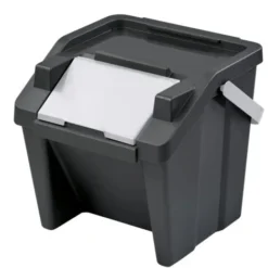 Tris Set 3 Pattumiere Per Raccolta Differenziata 3x30 Litri Nere Con Manici -Wenko Negozio 88785439 4