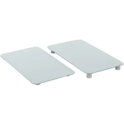 WENKO Coprifornelli Universali Argento - Set Di 2 Coprifornelli Per Tutti I Tipi Di Fornelli, Vetro Temperato, 30 X 1.8-5.5 X 52 Cm, Argento