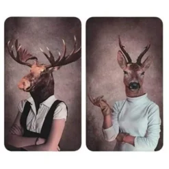 WENKO Coprifornelli Universal Humanisation Female - Set Di 2 Pezzi, Per Tutti I Tipi Di Piani Di Cottura, Vetro Temperato, 30 X 52 Cm, Multicolore