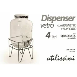 DISPENSER VETRO CON COP. LT.4 + RUBINETTO + BASE