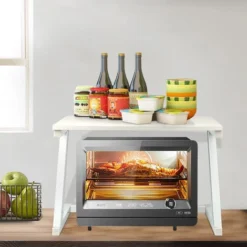 Scaffale Per Forno A Microonde Con Laterale A Forma Z Supporto Per Microonde Mensola Microonde 57x38x38cm Bianco -Wenko Negozio 90601994 5