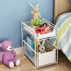 DYHF Cassetto Portaoggetti A 2 Livelli Cestello Portaoggetti Scorrevole 37.4X26.5X44cm Bianco -Wenko Negozio 91087261 4