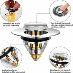 Piletta Lavello Universale Inox Con 2 Guarnizioni Per Tappo Lavello 32 E 38 Mm (1 Pezzo) -Wenko Negozio 91193682 3