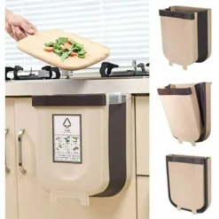 Pattumiera Da Cucina Da Incasso Da 5 L, Pattumiera Pieghevole Da Appendere (5 L, Marrone)