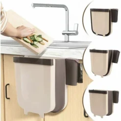 Bidone Della Spazzatura Da Appendere In Cucina O In Bagno Con Supporto Per Sacco Della Spazzatura Per Cucina, Armadio E Porta - 9L