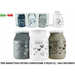TRIS BARATTOLO VETRO CF.3PZ. CC.1062 SALE/ZUCCH./CAFFE'