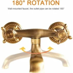 Rubinetto A Parete In Rame Vintage Rubinetto Da Cucina Antico Girevole A 180 ° Lavello A Parete Con Rubinetto Lavello In Ottone Caldo E Freddo -Wenko Negozio 92679885 3