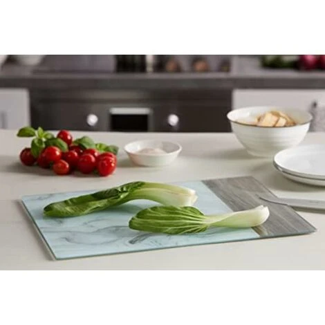 Creative Tops - Protezione Per Piano Di Lavoro In Vetro, Con Design In Marmo Bianco E Legno, 40 X 30 Cm, Colore: Bianco/grigio 2 Creative Tops - Protezione Per Piano Di Lavoro In Vetro, Con Design In Marmo Bianco E Legno, 40 X 30 Cm, Colore: Bianco/grigio - immagine 2