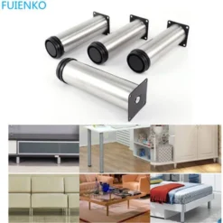 None Piedini Regolabili Per Mobili 5x18cm Colore Argento Nero 4 Pezzi