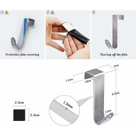 ZOLGINAH Set Di 6 Ganci In Acciaio Inossidabile Sopra La Porta + Pellicola Protettiva In Plastica Pelabile, Nessuna Perforazione E Protezione In Schiuma Reversibile, A Forma Di Freccia Cava, Per Casse 2 ZOLGINAH Set Di 6 Ganci In Acciaio Inossidabile Sopra La Porta + Pellicola Protettiva In Plastica Pelabile, Nessuna Perforazione E Protezione In Schiuma Reversibile, A Forma Di Freccia Cava, Per Casse - immagine 2