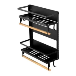 Magnetico Salvaspazio Portaspezie, Portaspezie Da Appendere Mensola Cucina Da Appendere Al Frigo Porta Spezie Mensola Bagno Porta Spezie Da Appendere Con 4 Ganci Bianco 403011CM