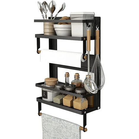 Magnetico Salvaspazio Portaspezie, Portaspezie Da Appendere Mensola Cucina Da Appendere Al Frigo Porta Spezie Mensola Bagno Porta Spezie Da Appendere Con 4 Ganci Bianco 403011CM 3 Magnetico Salvaspazio Portaspezie, Portaspezie Da Appendere Mensola Cucina Da Appendere Al Frigo Porta Spezie Mensola Bagno Porta Spezie Da Appendere Con 4 Ganci Bianco 403011CM - immagine 3