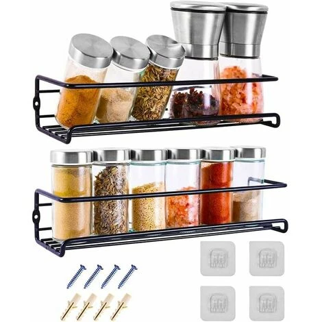 Portaspezie Da Parete In Metallo, 2 Pezzi Portaspezie Da Cucina A Parete-circa 29 × 6 × 6 Cm, Il Set Di Portaspezie Da Cucina A Parete-portaspezie Da Cucina A Parete Nero 1 Portaspezie Da Parete In Metallo, 2 Pezzi Portaspezie Da Cucina A Parete-circa 29 × 6 × 6 Cm, Il Set Di Portaspezie Da Cucina A Parete-portaspezie Da Cucina A Parete Nero