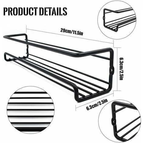 Portaspezie Da Parete In Metallo, 2 Pezzi Portaspezie Da Cucina A Parete-circa 29 × 6 × 6 Cm, Il Set Di Portaspezie Da Cucina A Parete-portaspezie Da Cucina A Parete Nero 5 Portaspezie Da Parete In Metallo, 2 Pezzi Portaspezie Da Cucina A Parete-circa 29 × 6 × 6 Cm, Il Set Di Portaspezie Da Cucina A Parete-portaspezie Da Cucina A Parete Nero - immagine 5