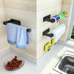 Elegante Portarotolo Da Cucina In Metallo Da Parete, Carta Adesiva Da Cucina, Supporto Da Parete Con Viti Di Fissaggio (nero) -Wenko Negozio 94287642 4