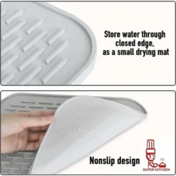 Piccolo Sottopentola In Silicone, Tovaglietta Antiscivolo In Silicone, Tappetino Per Asciugare I Piatti, Tappetino Antigoccia, Presina, Sottobicchiere Resistente Al Calore (grigio, 29,5 X 23,5 Cm) -Wenko Negozio 94289355 5