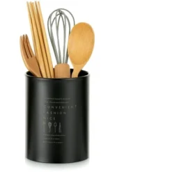 Portapiatti Con Coperchio Nero Portaposate Verticale In Stile Nordico Vintage Utensili Da Cucina Robusti E Durevoli In Acciaio Inossidabile Con Superficie Opaca Per Riporre Gli Utensili
