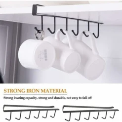 Inserto Portabicchieri 2 Pezzi, Gancio Portaoggetti Per Armadio, 6 Portabicchieri, Sotto Ripiano Senza Gancio Di Perforazione Per Cucina, Ripiano Per Armadio, -Wenko Negozio 94294562 3