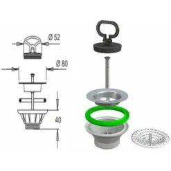 Piletta Scarico Per Lavello Lavatoio Ceramica 11/4 Ø80 Gattinara Bonomini