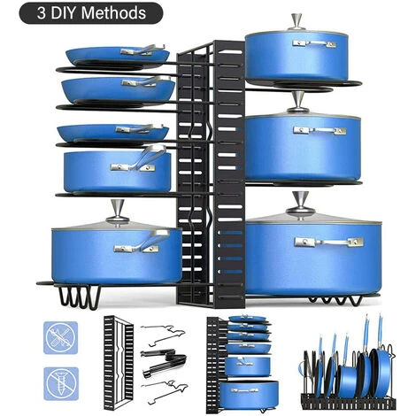Organizzatore Di Pentole E Padelle Per Armadio 8 Ripiani Portapentole Per L'organizzazione Della Cucina 3 Metodi Fai-da-te Supporto Regolabile Per Pentole E Padelle In Metallo 2 Organizzatore Di Pentole E Padelle Per Armadio 8 Ripiani Portapentole Per L'organizzazione Della Cucina 3 Metodi Fai-da-te Supporto Regolabile Per Pentole E Padelle In Metallo - immagine 2