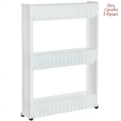 Carrello Carrellino Slim Salvaspazio Cucina Bagno Ripostiglio 3 Ripiani E 4Ruote -Wenko Negozio 94993367 4