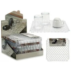 Trade Shop - Set 2pz Tappeto Tappetino Lavello Scolapiatti Trasparente 32x32x1cm Silicone Cucina