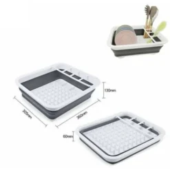 Trade Shop - Scolapiatti Scola Piatti Posate Pieghevole In Plastica Con Vassoio Salvagoccia