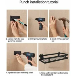 Portaspezie Cucina Portaspezie Da Parete Acciaio Inossidabile Adatto Per Cucina Bagno Balcone, (Nero Opaco, 20cm), T-Audace -Wenko Negozio 95218451 4