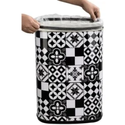 Secchio Della Spazzatura Kitchen Move Nero Acciaio Inossidabile Bianco Automatico Piastrella 58 L -Wenko Negozio 95417643 3