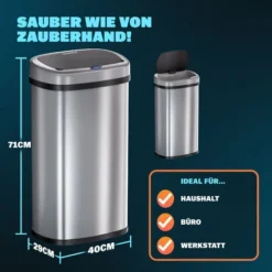 Deuba Cestino 58 L Con Sensore Apertura Automatica Display LED -Wenko Negozio 95445788 4