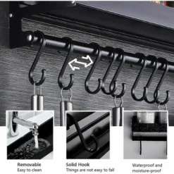 Portaspezie, Mensola Da Cucina A Parete Senza Foratura Portaspezie Con 8 Ganci Rimovibili, Può Posizionare Spezie, Appendere Spatole, Cucchiai E Altri Utensili Da Cucina -Wenko Negozio 95788675 3