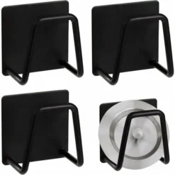 Porta Spugna Cucina Porta Lavello Porta Spugna Autoadesiva In Acciaio Inox Lavello Per Spugne Pennello Coperchio Pentola Strofinaccio 4 Pezzi Nero