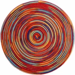 LITZEE Set Di 2 Sottopentola Lavabili Tavola Rotonda Resistente Al Calore Antiscivolo 38x38cm(Rotondo,colorato-Rosso)