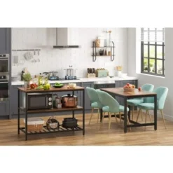 VASAGLE Scaffale Da Cucina A 3 Ripiani, Isola Da Cucina Con Piano Da Lavoro, Struttura Stabile In Acciaio, 120 X 60 X 90 Cm, Facile Da Assemblare, Marrone Vintage E Nero Da SONGMICS -Wenko Negozio 96922905 3