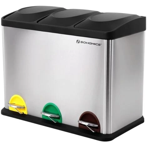 Songmics Pattumiera Per Raccolta Differenziata Da Cucina 45 Litri Con Pedale In Acciaio Inossidabile 3 Contenitori Di 15 Litri 1 Songmics Pattumiera Per Raccolta Differenziata Da Cucina 45 Litri Con Pedale In Acciaio Inossidabile 3 Contenitori Di 15 Litri