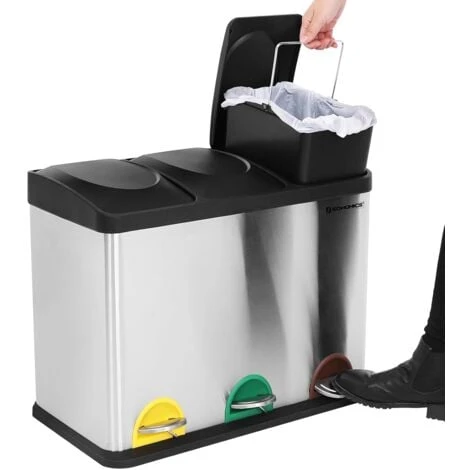 Songmics Pattumiera Per Raccolta Differenziata Da Cucina 45 Litri Con Pedale In Acciaio Inossidabile 3 Contenitori Di 15 Litri 2 Songmics Pattumiera Per Raccolta Differenziata Da Cucina 45 Litri Con Pedale In Acciaio Inossidabile 3 Contenitori Di 15 Litri - immagine 2