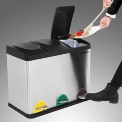 Songmics Pattumiera Per Raccolta Differenziata Da Cucina 45 Litri Con Pedale In Acciaio Inossidabile 3 Contenitori Di 15 Litri 7 Songmics Pattumiera Per Raccolta Differenziata Da Cucina 45 Litri Con Pedale In Acciaio Inossidabile 3 Contenitori Di 15 Litri -Wenko Negozio 96922989 3